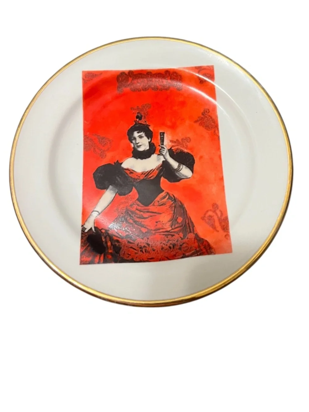 Vintage Rosanna Italy Renaissance Moulin Rogue Decorative Gold Rimmed Plate